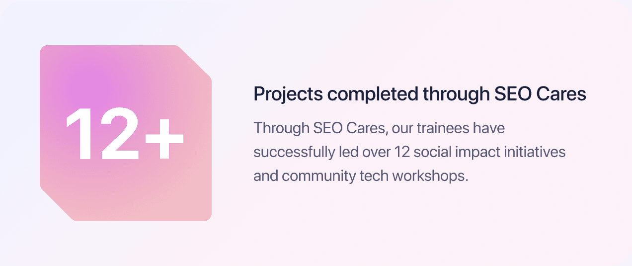 12+ Projects completed through SEO Cares 